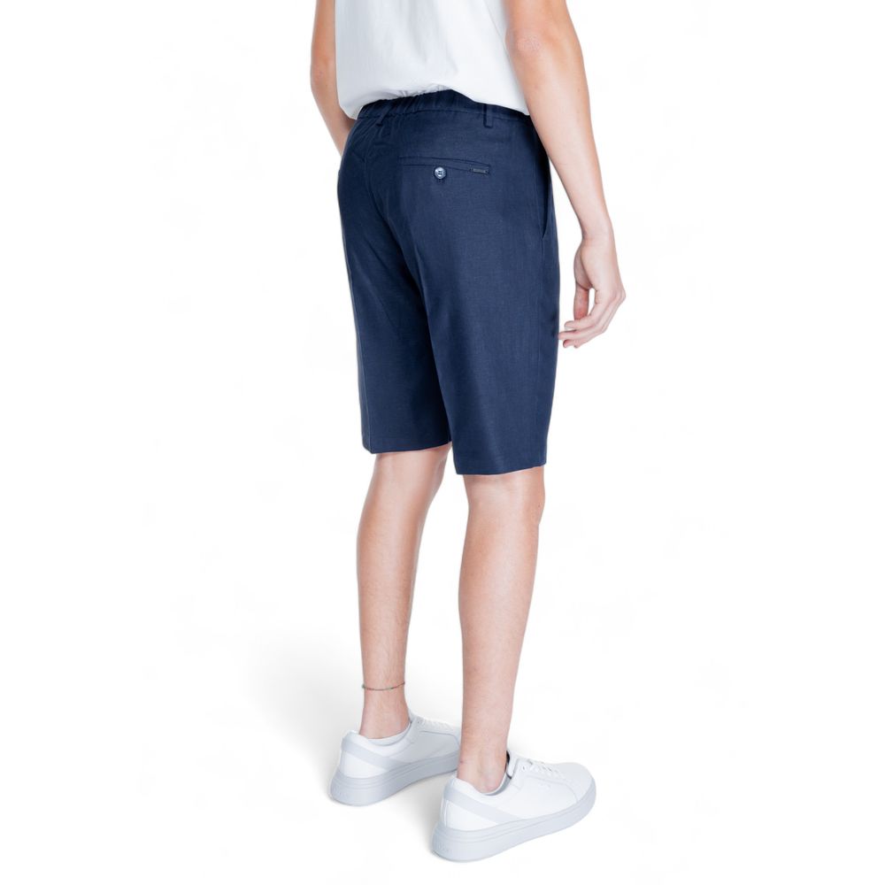 Blue Linen Bermuda Shorts
