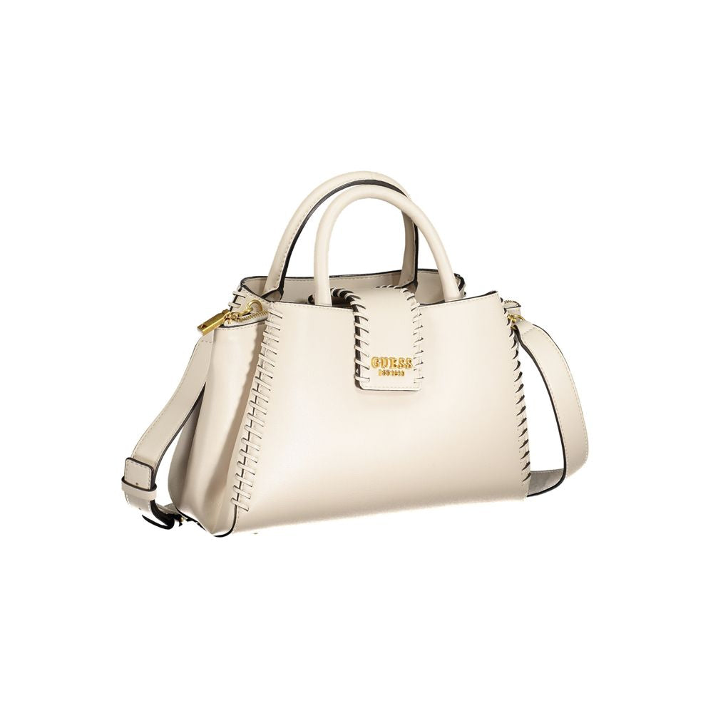 Beige Polyurethane Women's Handbag