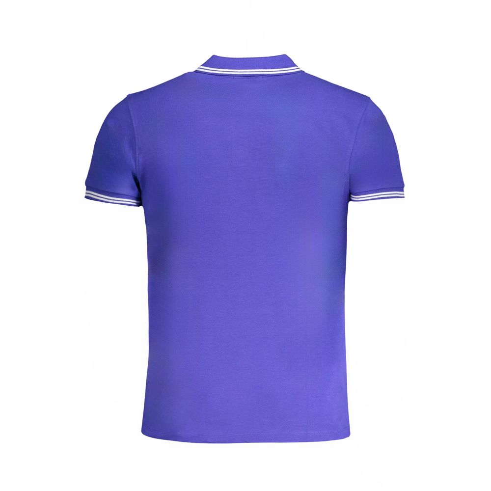 Blue Cotton Men Polo Shirt