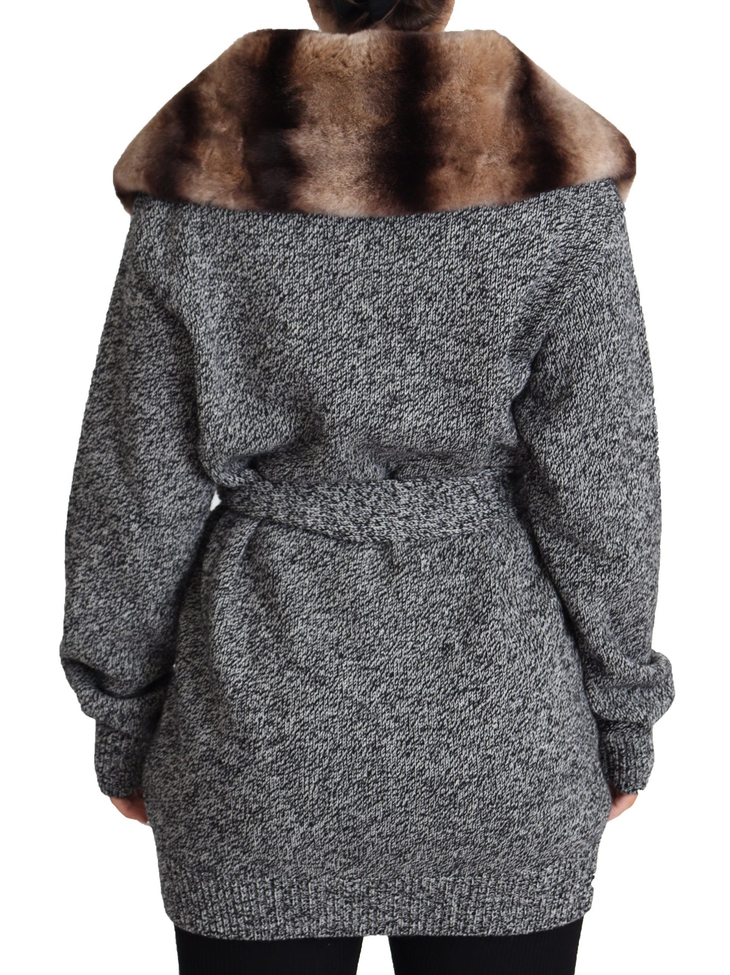 Gray Cardigan Fur Coat Cashmere Jacket