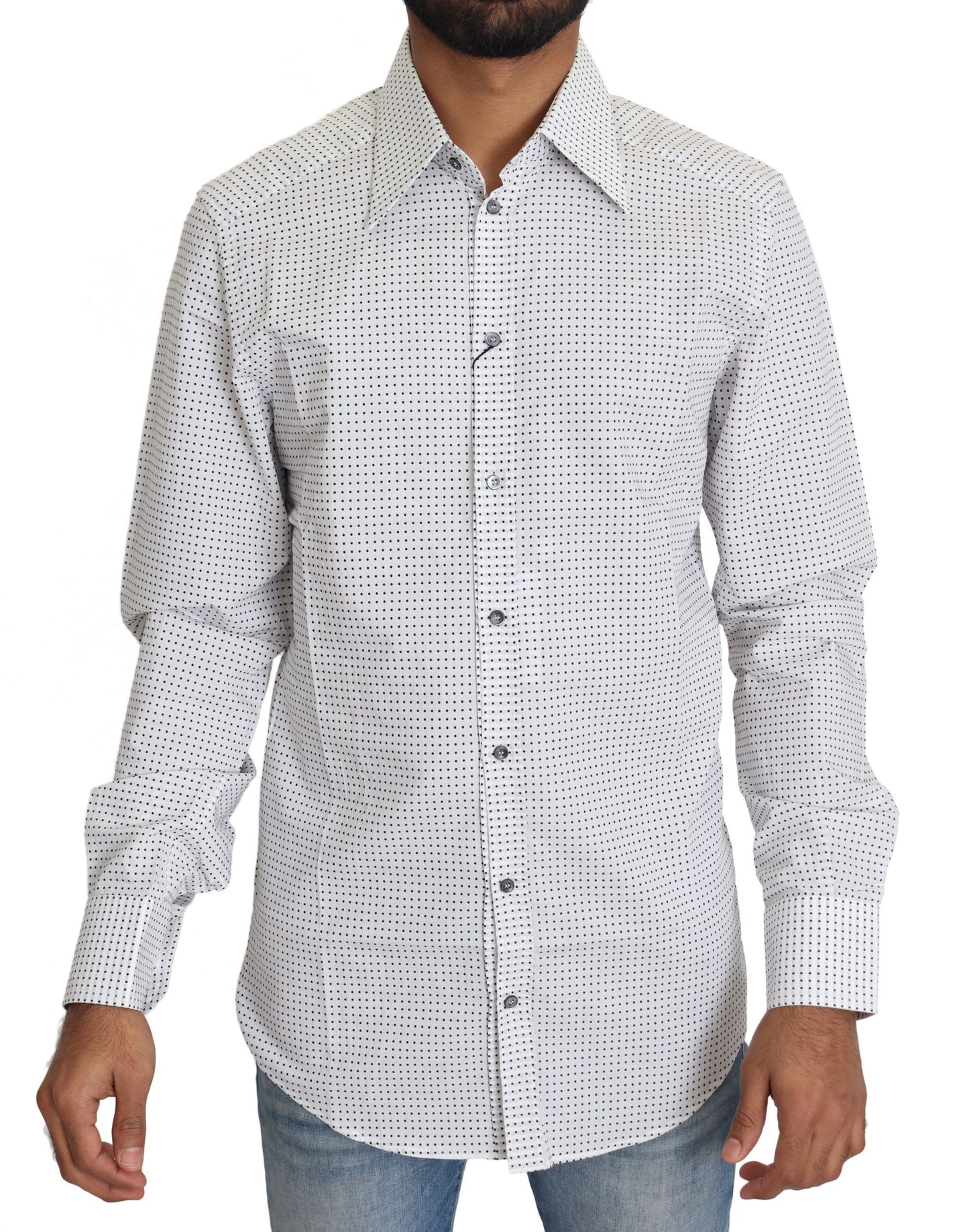 Black White Polka Dots Dress Shirt