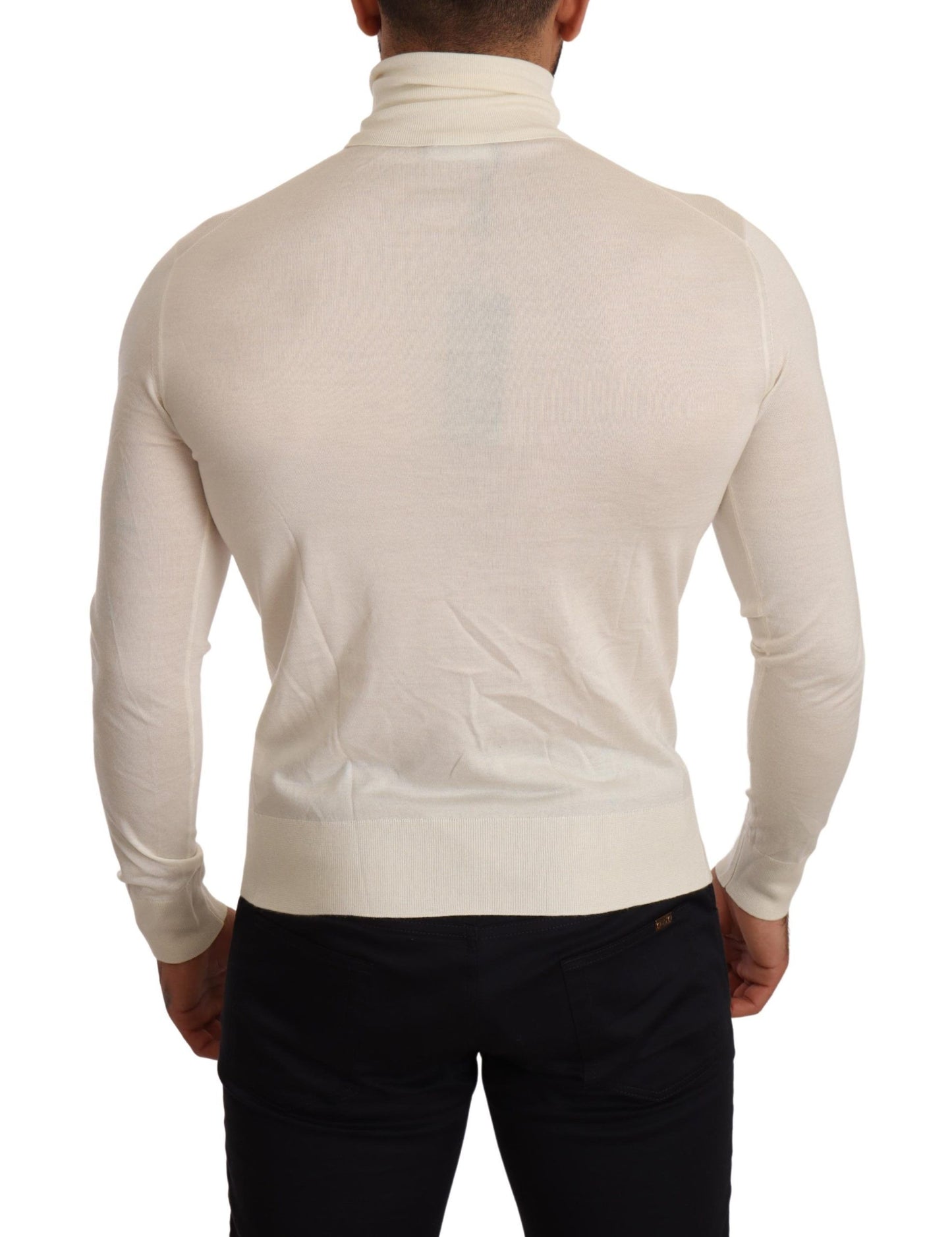 Cream Cashmere Turtleneck Pullover Sweater