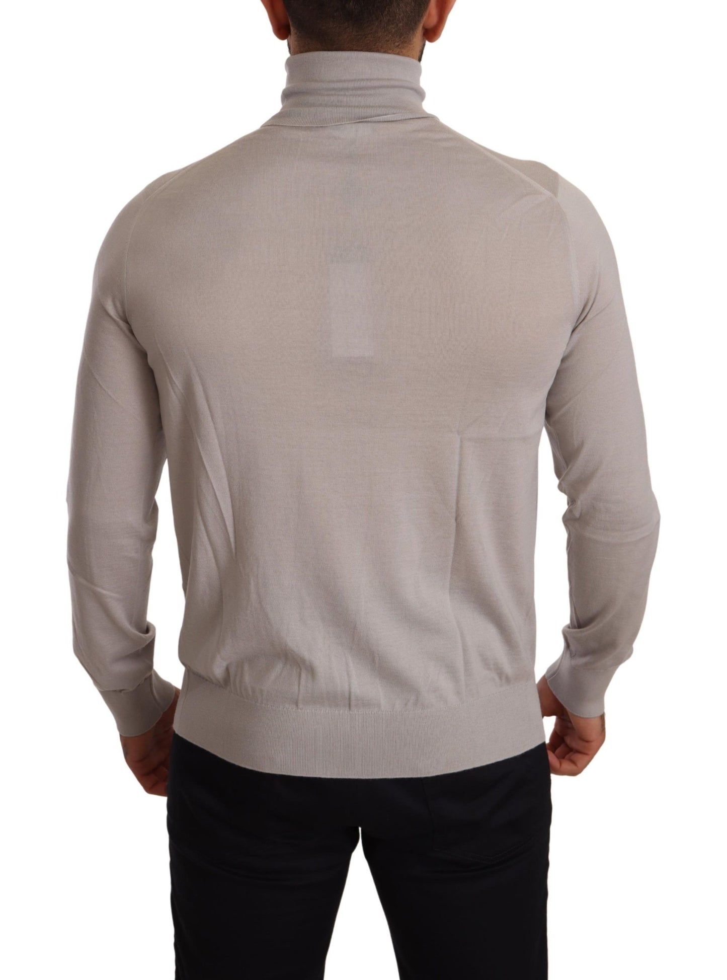 Gray Cashmere Turtleneck Pullover Sweater
