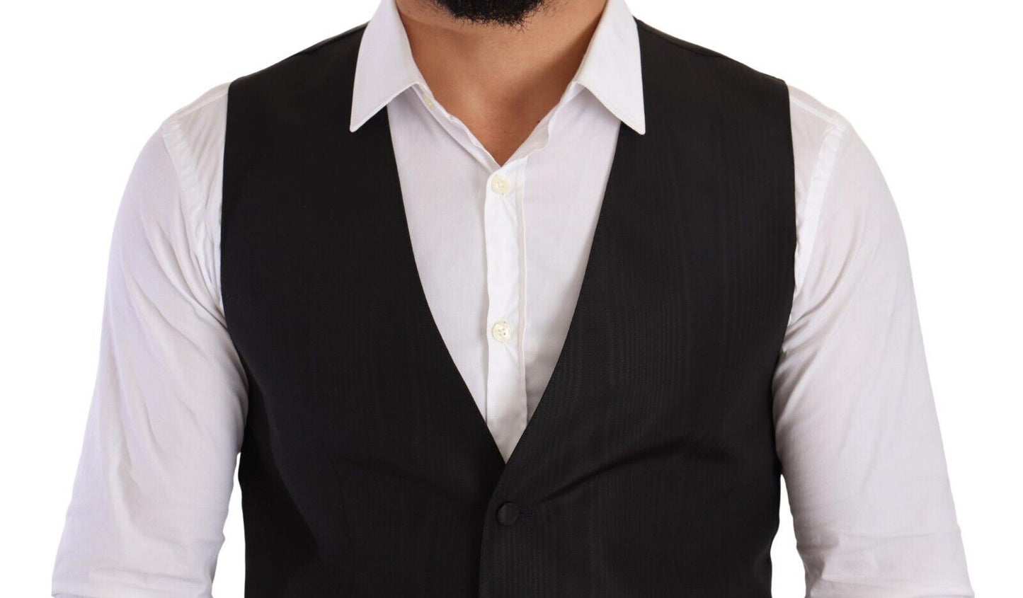 Gray Silk Slim Fit Waistcoat Formal Vest