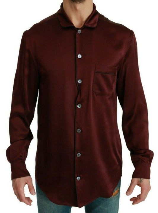 Bordeaux Silk Pajama Casual Shirt