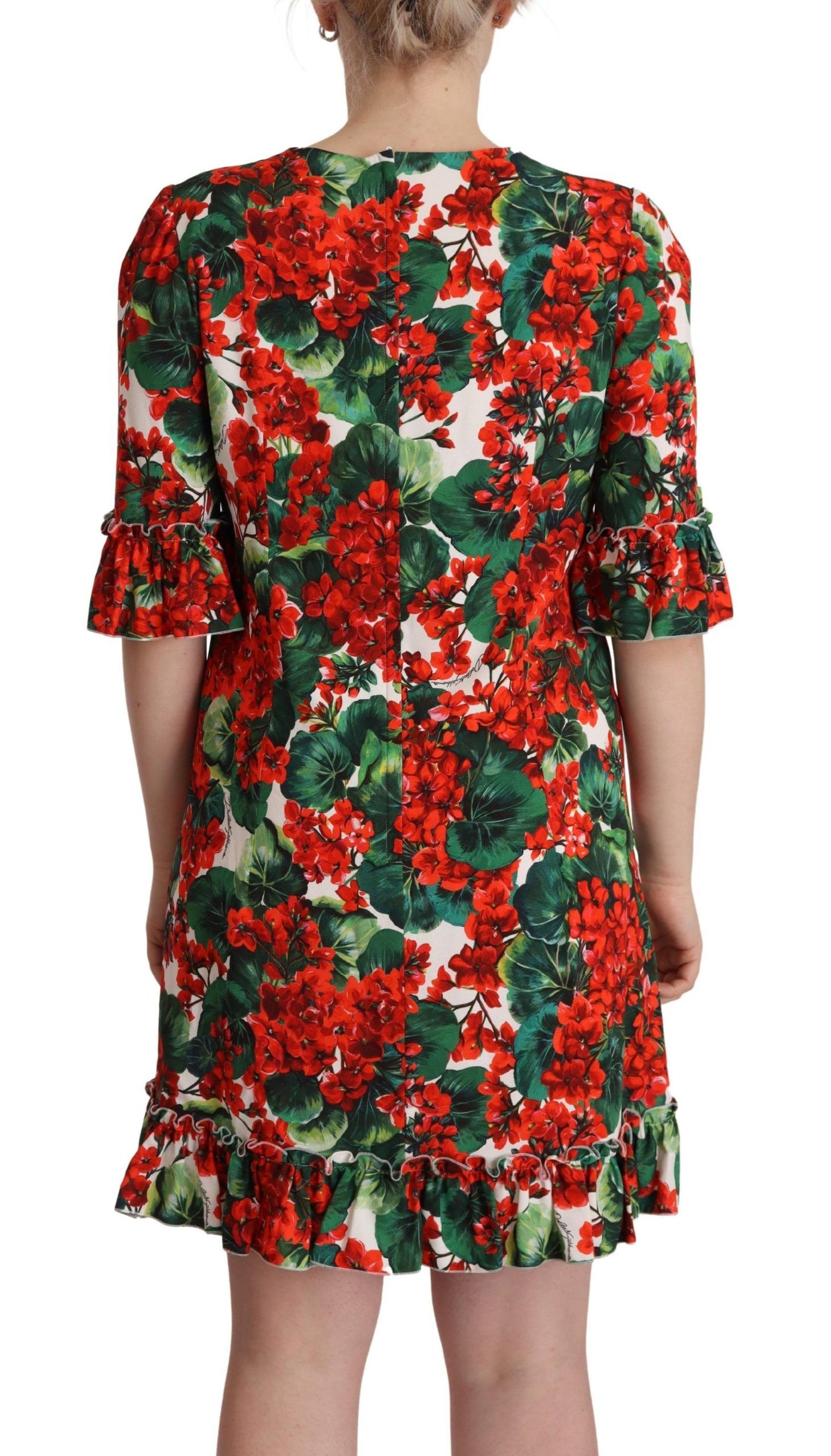 Multicolor Red Floral Shift Gown Dress