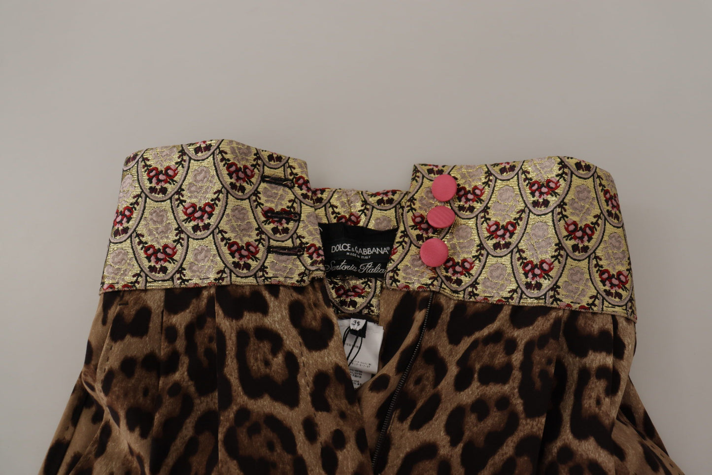 Brown Leopard Gold Jacquard High Waist Pants