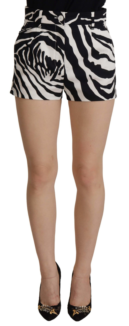 Black White Cotton Stretch Hot Pants Shorts