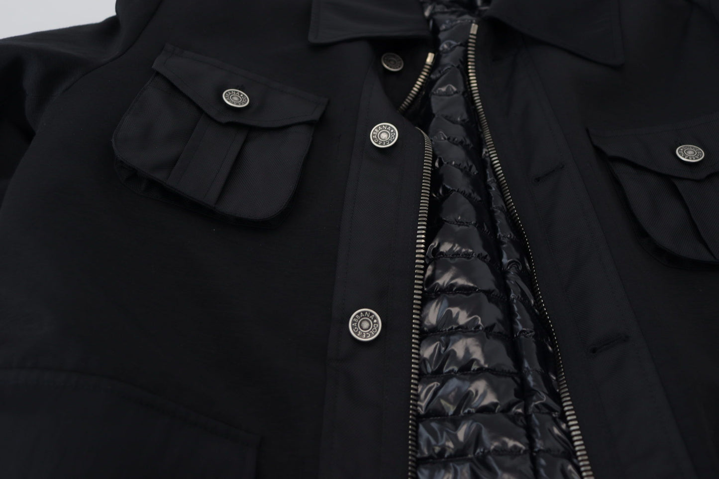 Black Wool Collared Full Zip Jacket