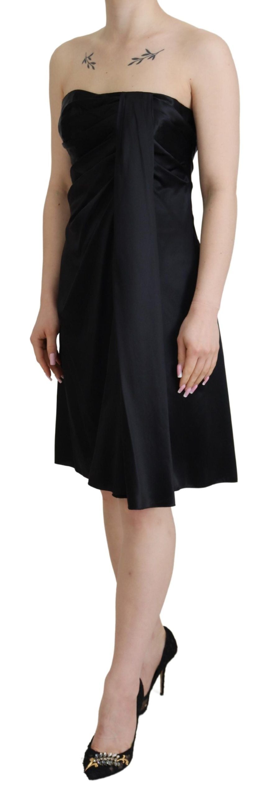 Black Silk Shift Short Mini Party Dress