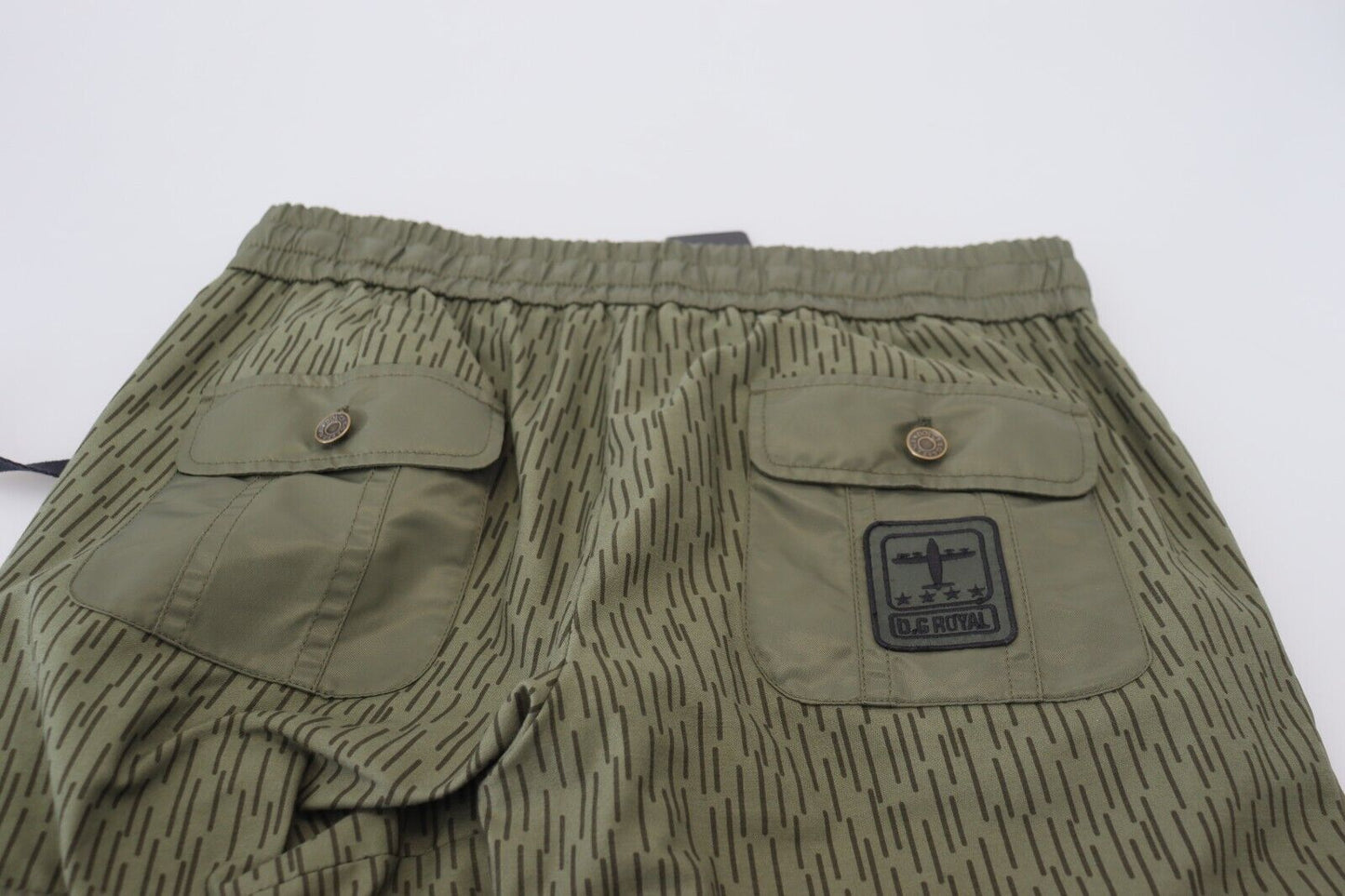Green Striped Cargo Zipper Leg Men Trouser Pants
