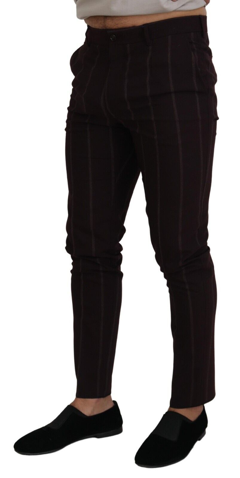 Brown Striped Men Trousers Cotton Pants