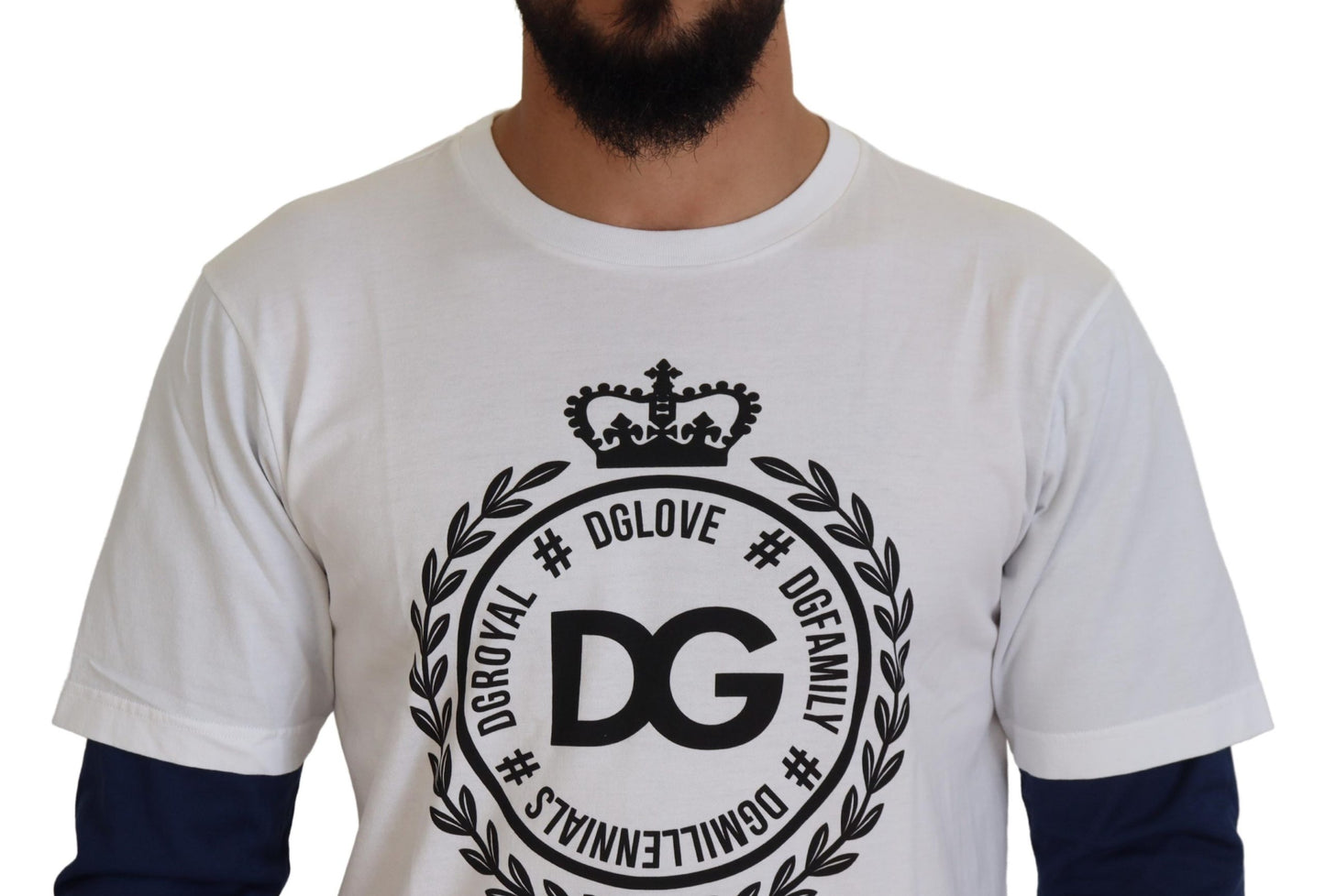 White Blue DG Crown Pullover Sweater