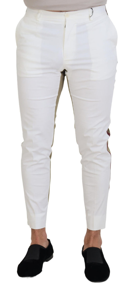 White Brown Slim Fit Chino Pants