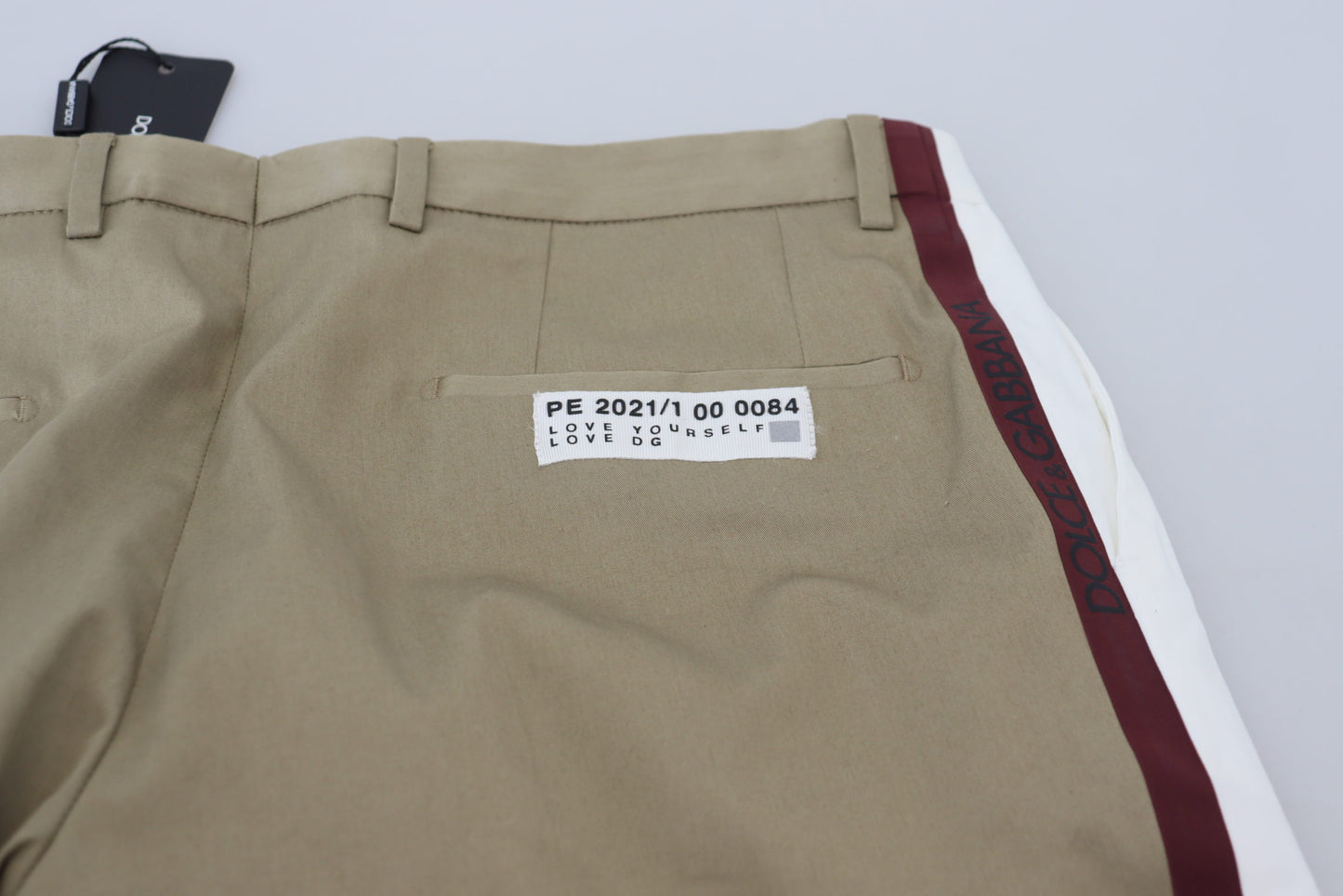 White Brown Slim Fit Chino Pants