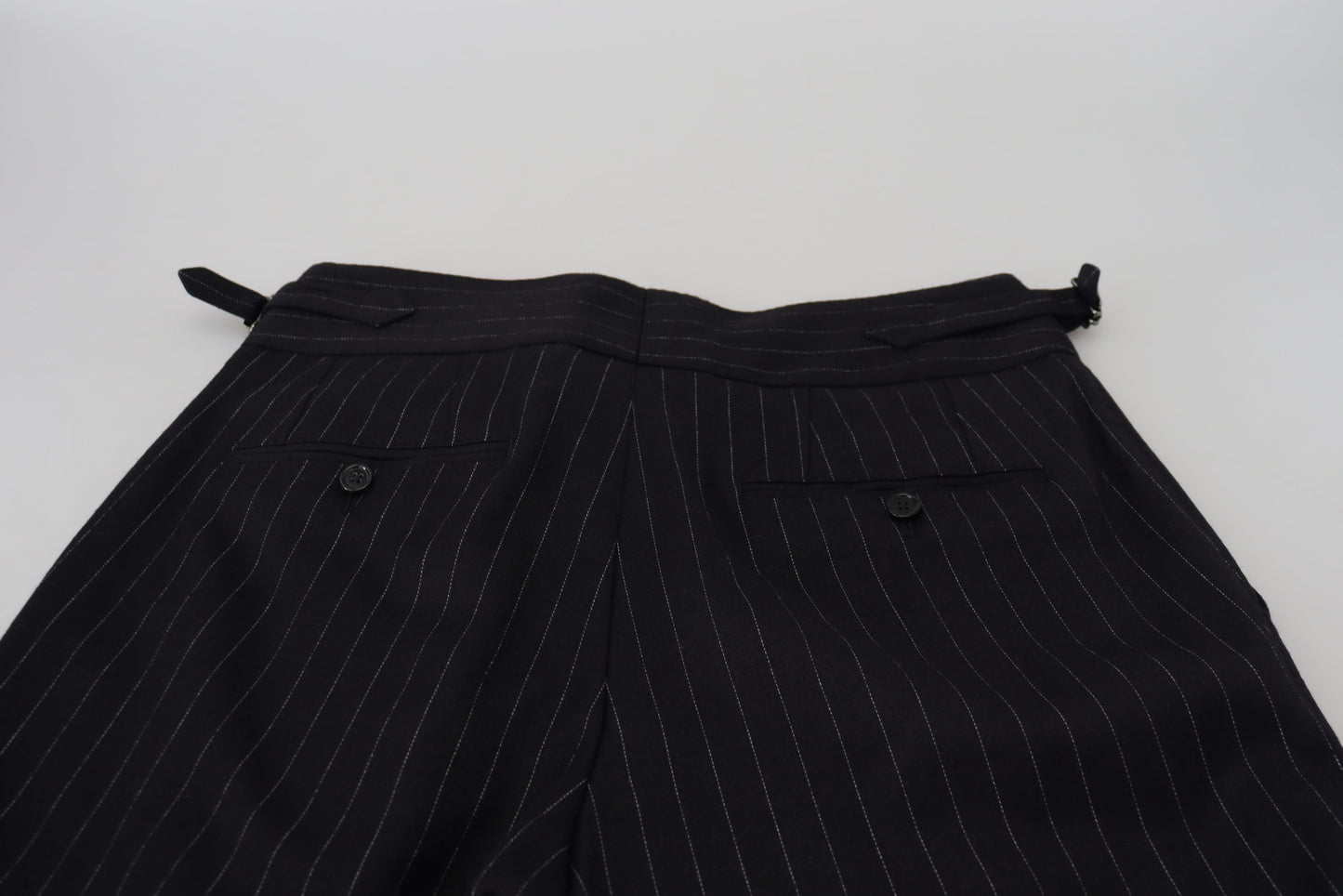 Black Wool Striped Chino Pants
