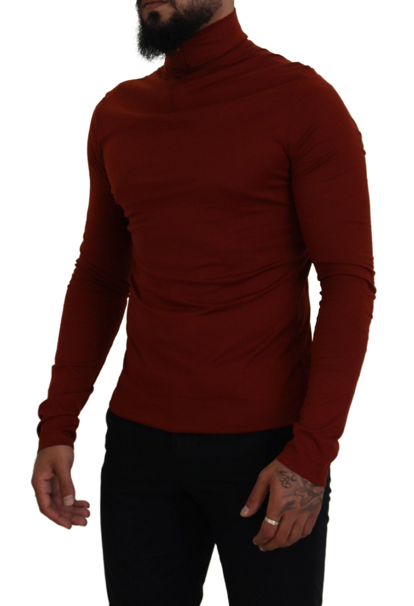 Maroon Cotton Turtle Neck Zip Sweater