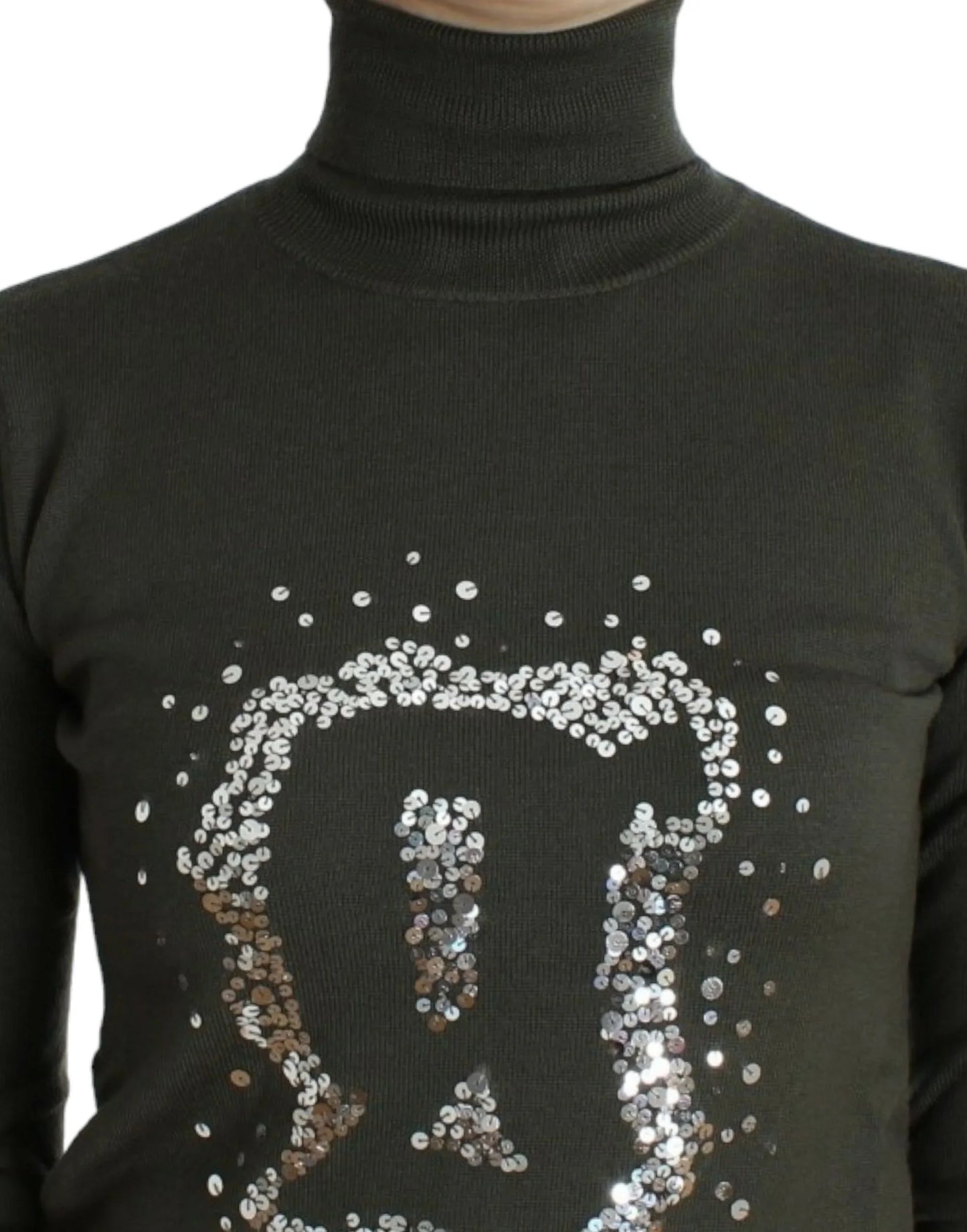 Green wool turtleneck sweater