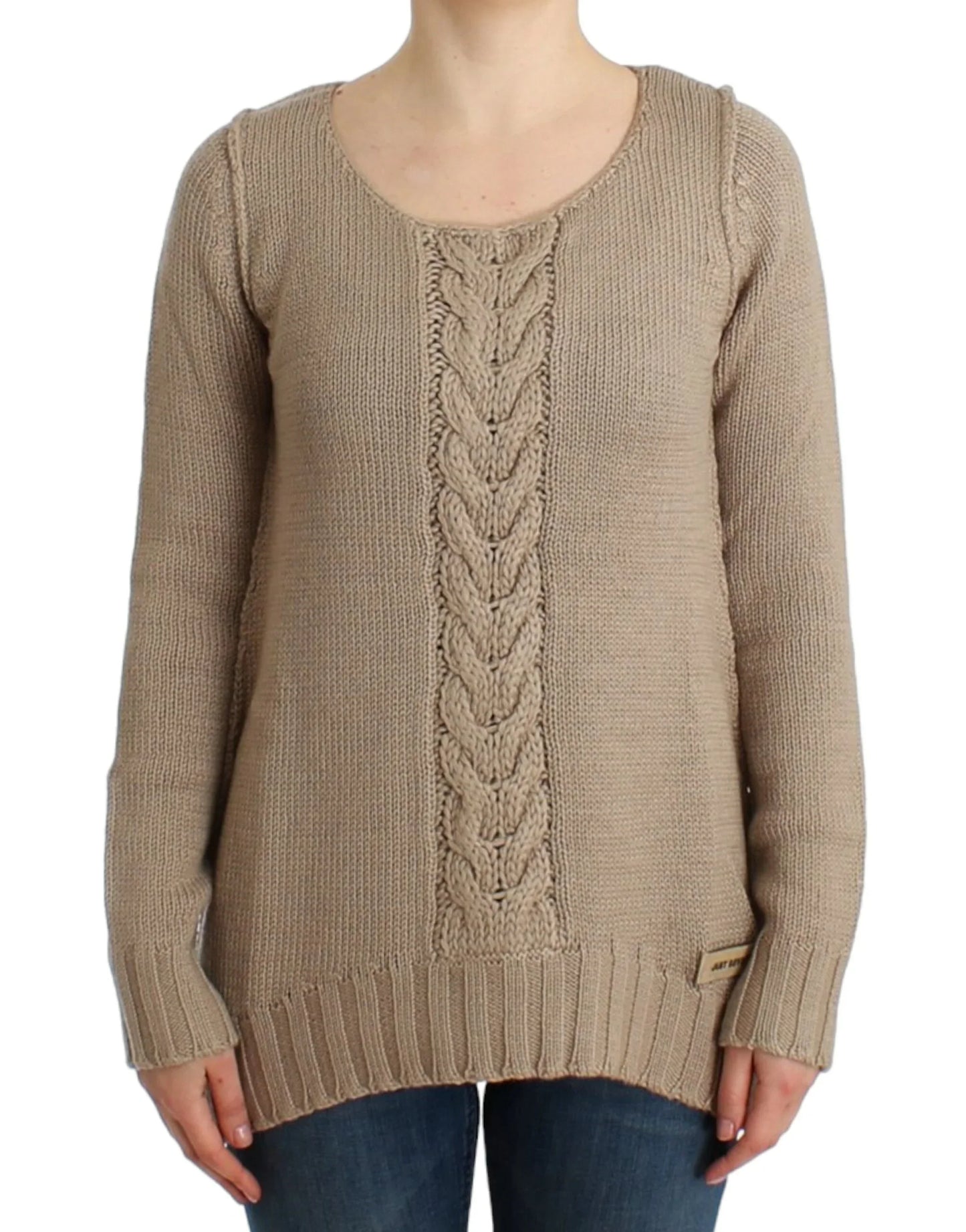 Beige knitted wool sweater