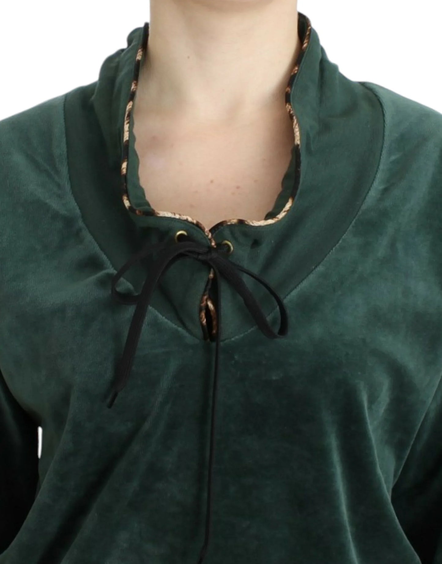 Green velvet cotton sweater