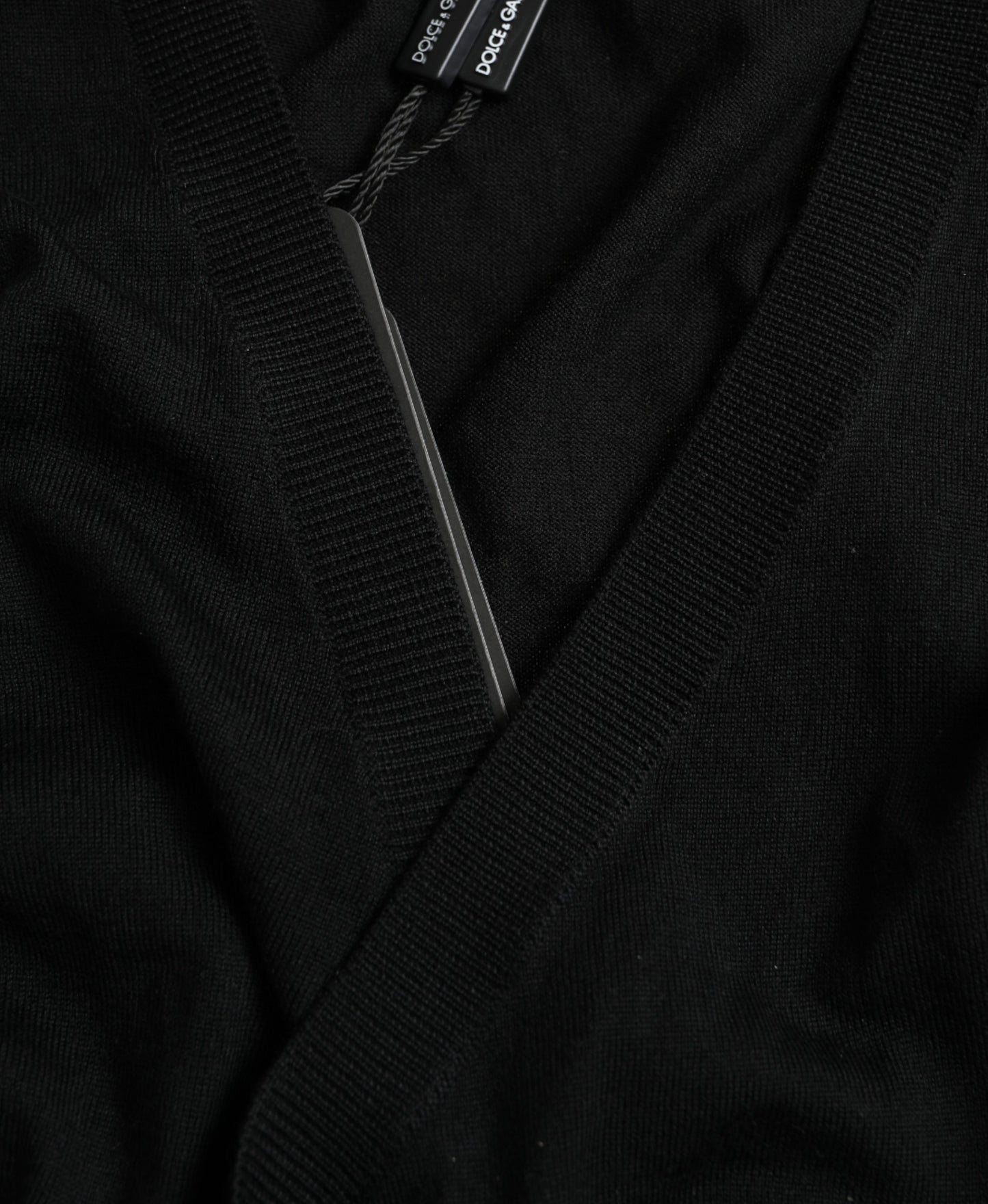 Black Wool V-neck Crossed Cardigan Sweater