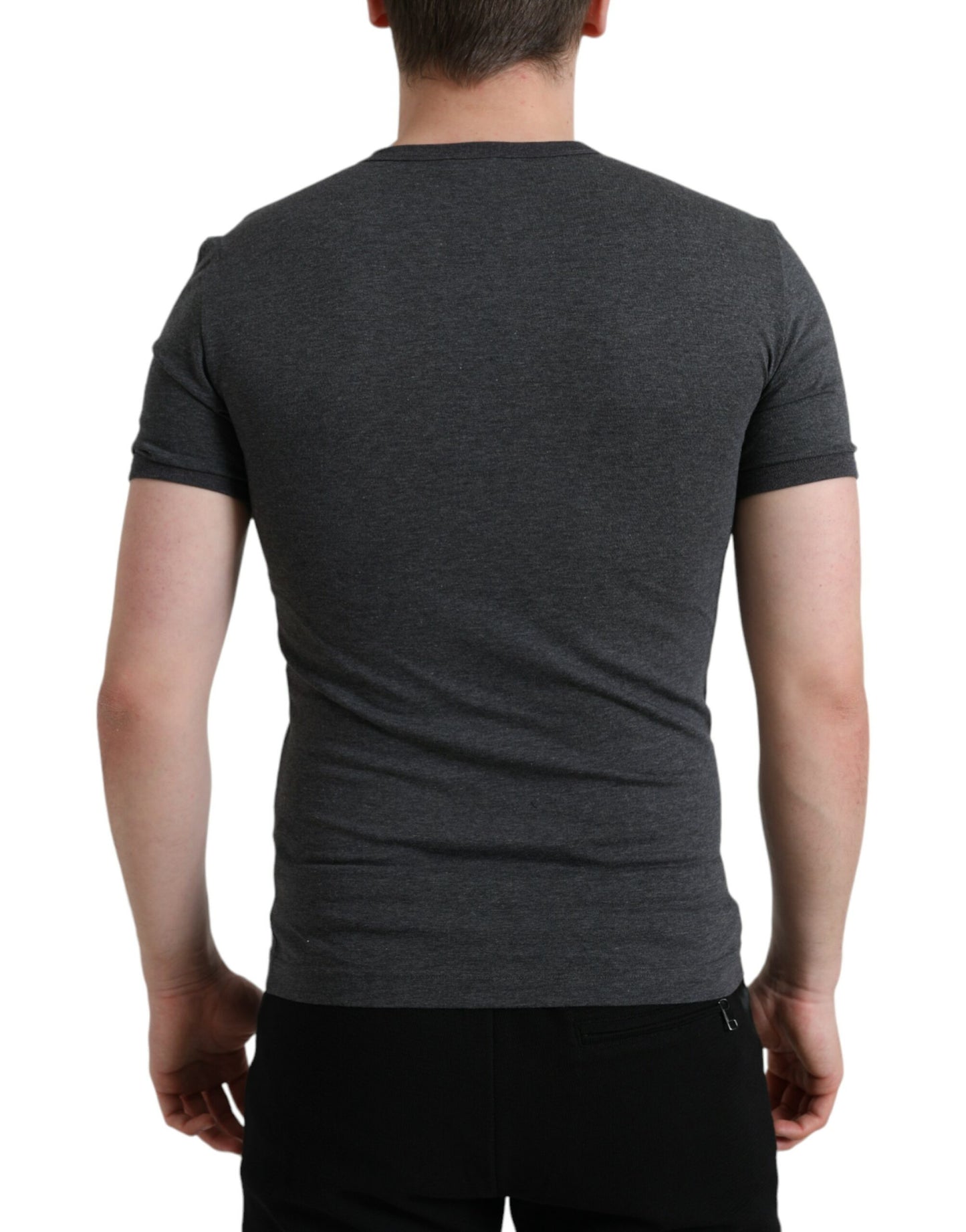 Dark Gray Cotton Crew Neck T-shirt