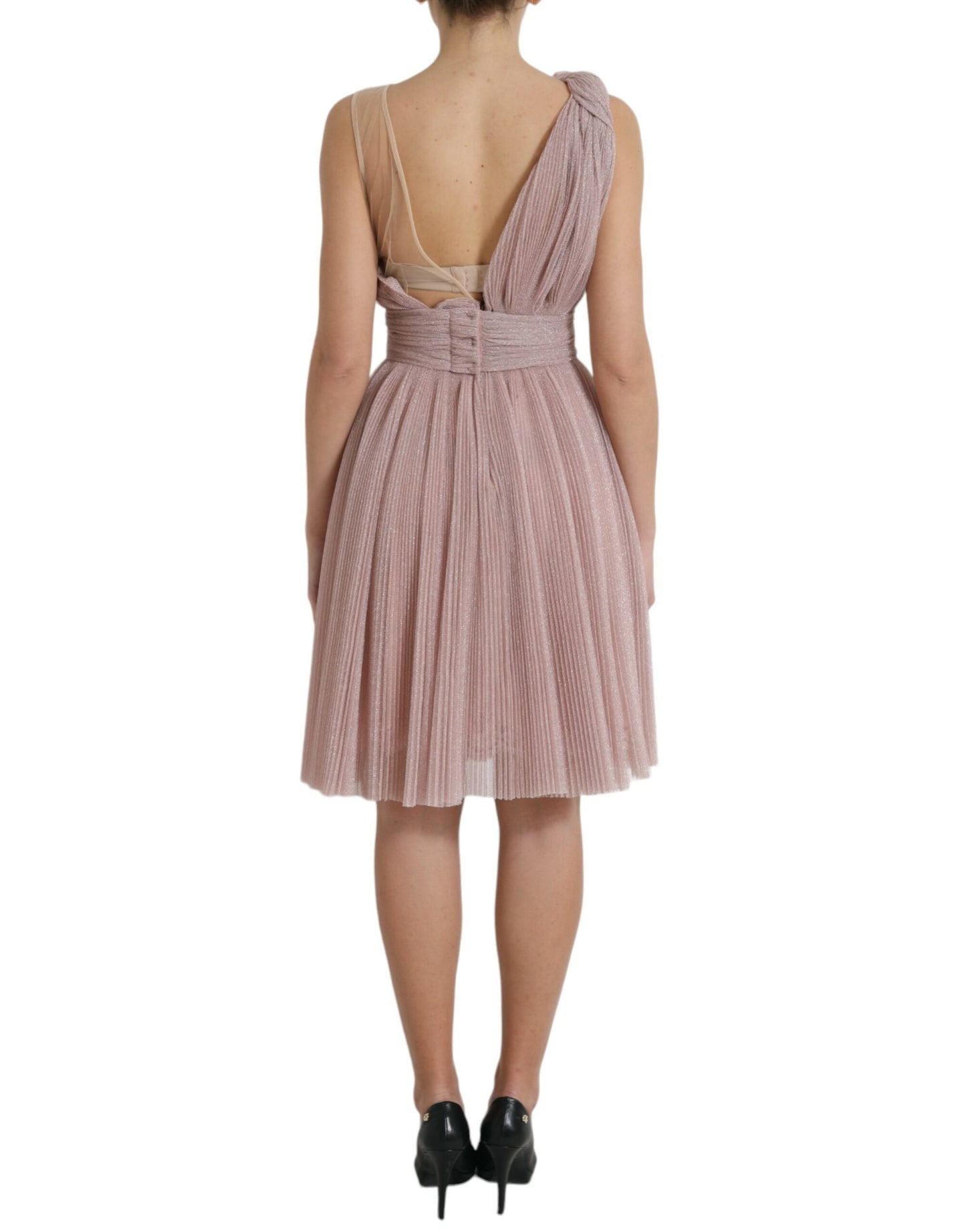 Light Lilac Pleated Lame Tulle One Shoulder Dress