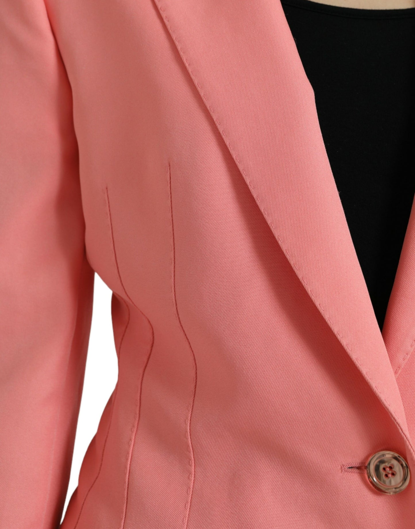 Pink Polyester Single Breasted Blazer Jacket