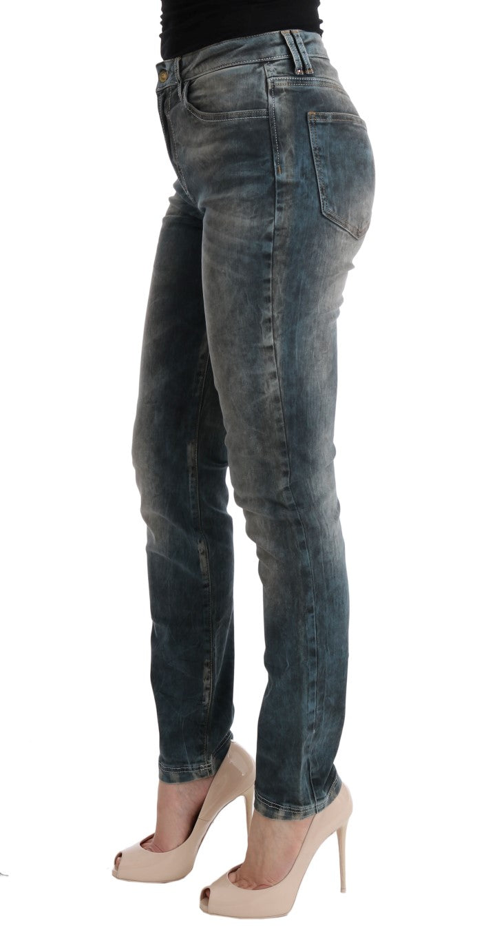 Blue Wash Cotton Blend Slim Fit Jeans