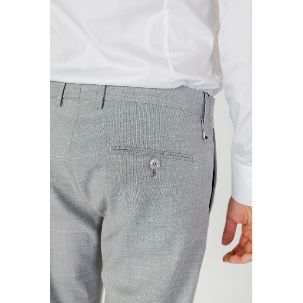 Gray Polyester Dress Pants