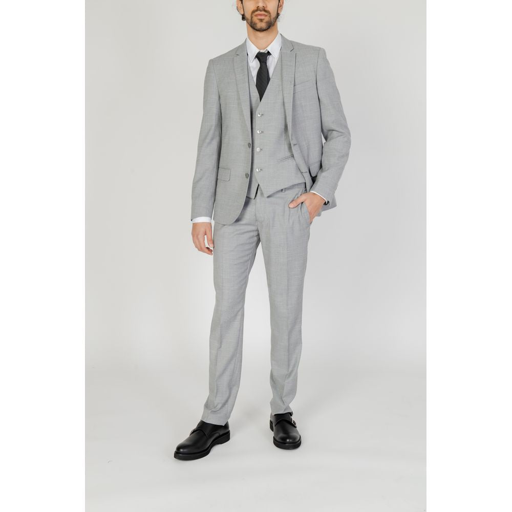 Gray Polyester Dress Pants