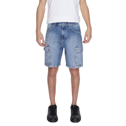 Blue Cotton Bermuda Shorts