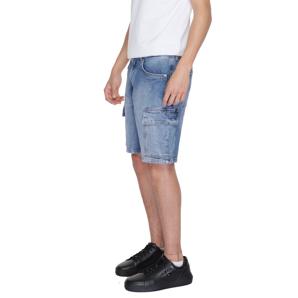 Blue Cotton Bermuda Shorts