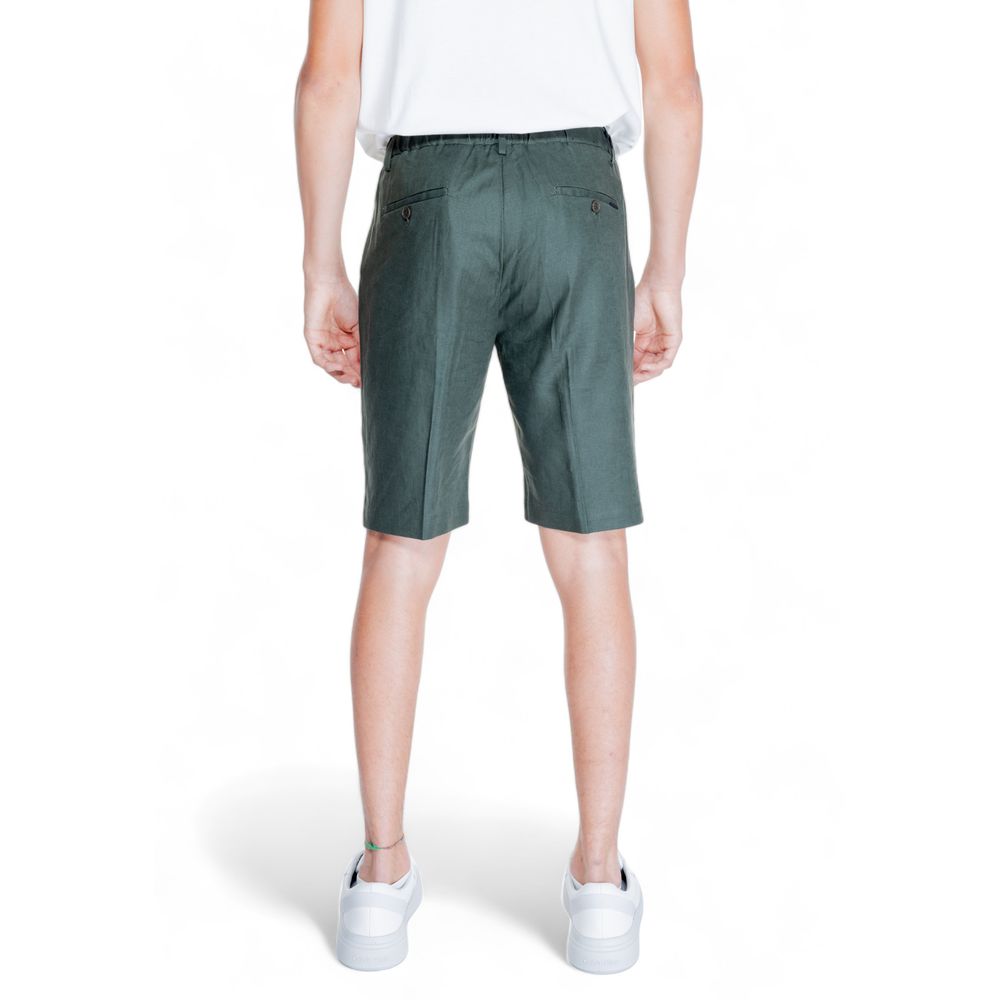 Green Linen Bermuda Shorts